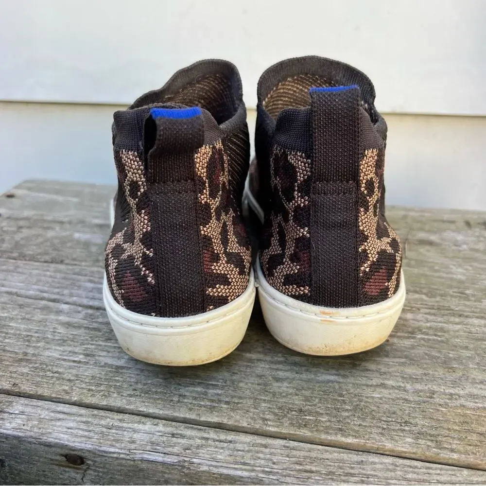 ROTHY'S The Chelsea Wildcat High Top Sneakers Brown Tan Size 8